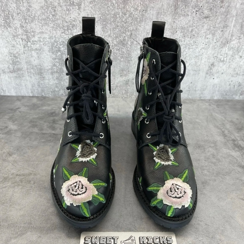Rebecca Minkoff Combat Floral Black Women’s Boots Size 6.5
